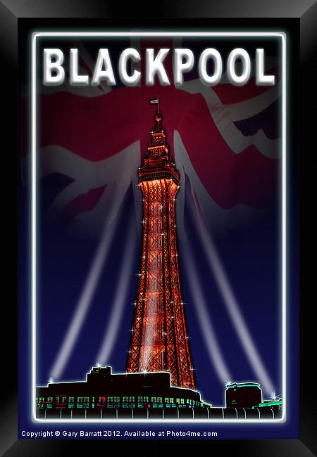 Blackpool Tower Flourecent White Framed Print by Gary Barratt