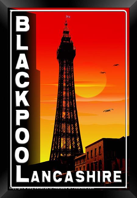 Red Blackpool Sunset Poster Framed Print by Gary Barratt