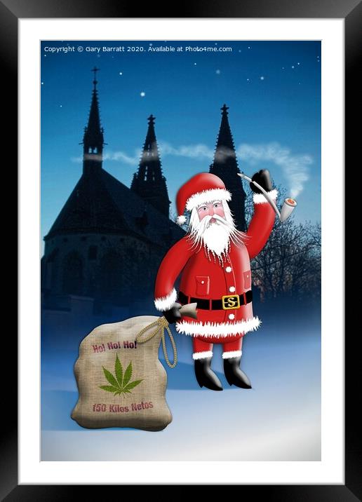 Santa Smokes His Pipe Framed Mounted Print by Gary Barratt