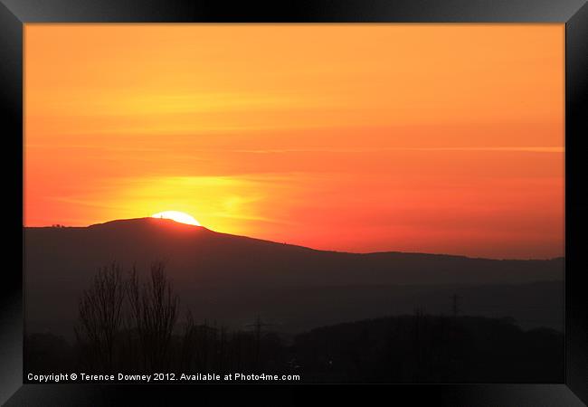 Sunset over Malvern Framed Print by Terence Downey