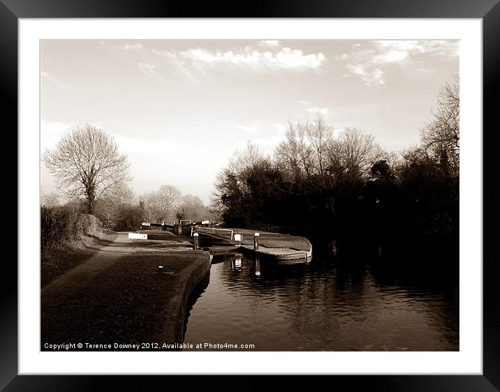 Canal locks at Lapworth Framed Mounted Print by Terence Downey