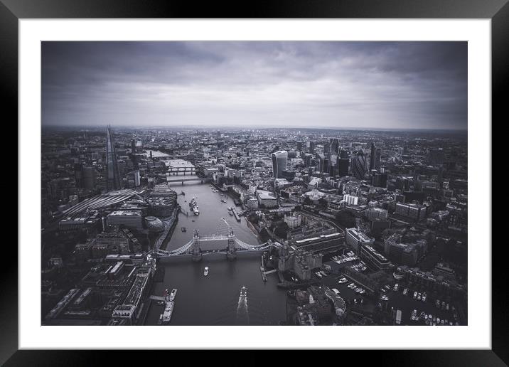 Londons Skyline from the Air Framed Mounted Print by Adam Payne