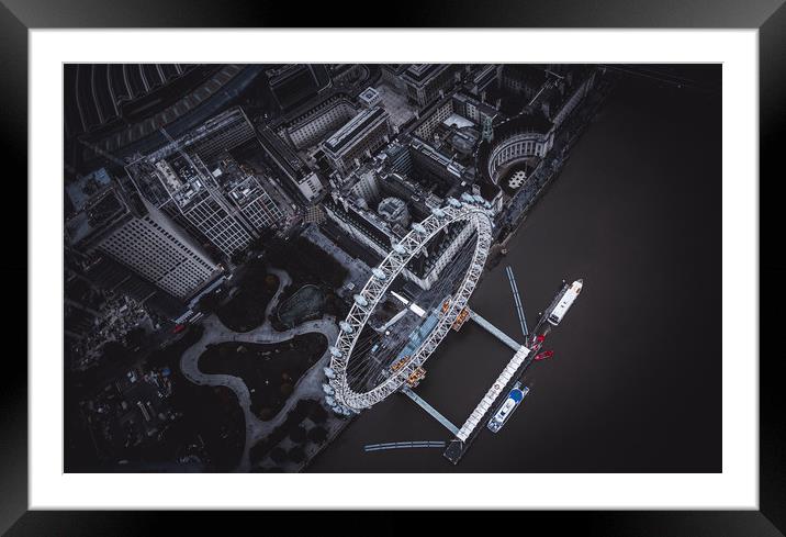 London Eye from Above Framed Mounted Print by Adam Payne