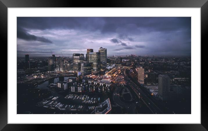 Canary Wharf at dawn Framed Mounted Print by Adam Payne
