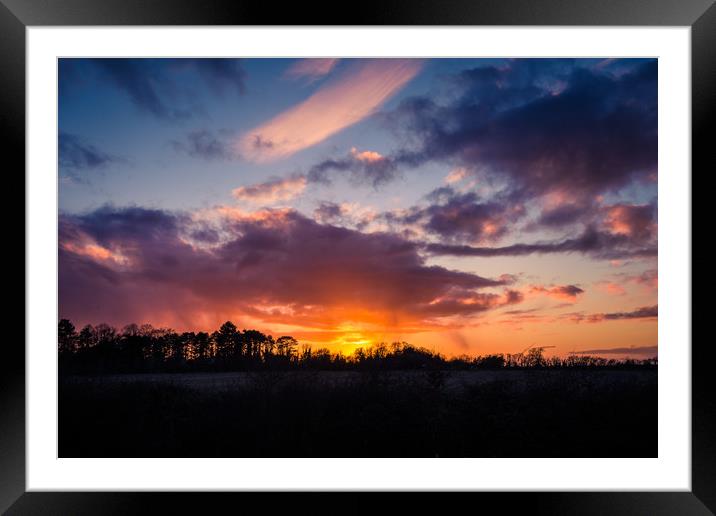 Wintry Fens Sunset  Framed Mounted Print by Adam Payne