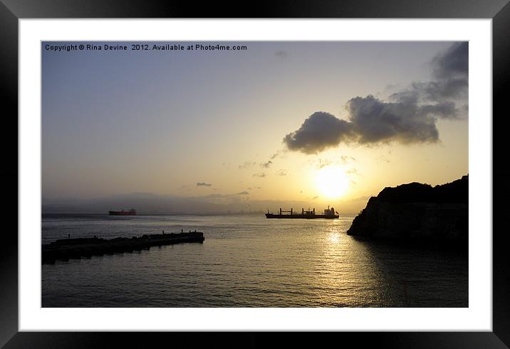 sunset over the bay Framed Mounted Print by Fine art by Rina