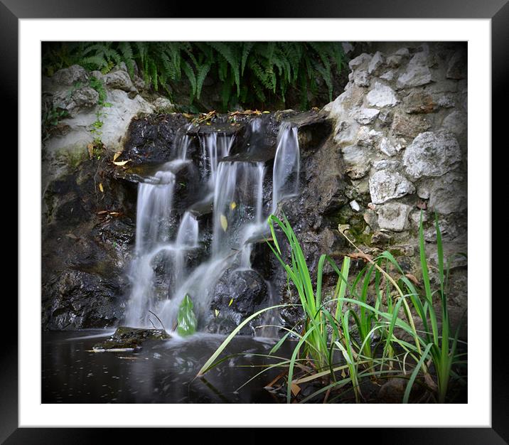 Waterfall Framed Mounted Print by Fine art by Rina