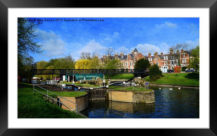 River Cam Jesus Lock Framed Mounted Print by Fine art by Rina