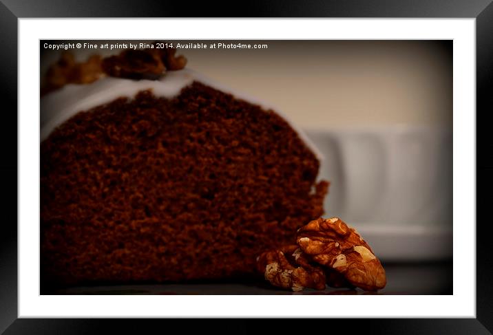 Walnut and ginger cake Framed Mounted Print by Fine art by Rina