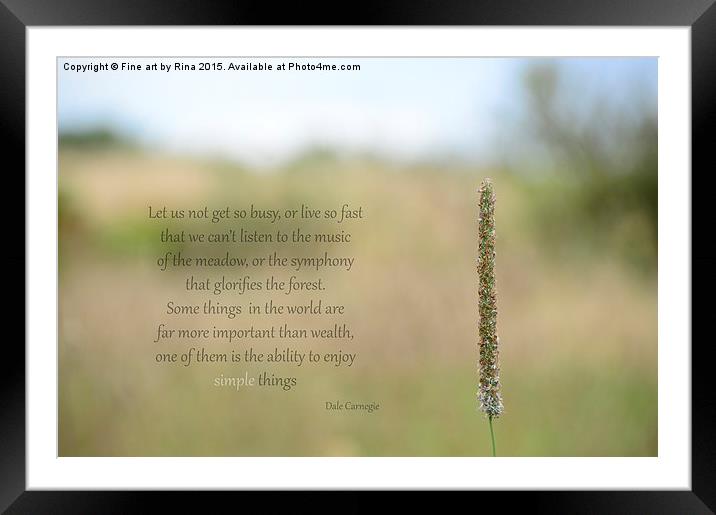 Simple things Framed Mounted Print by Fine art by Rina