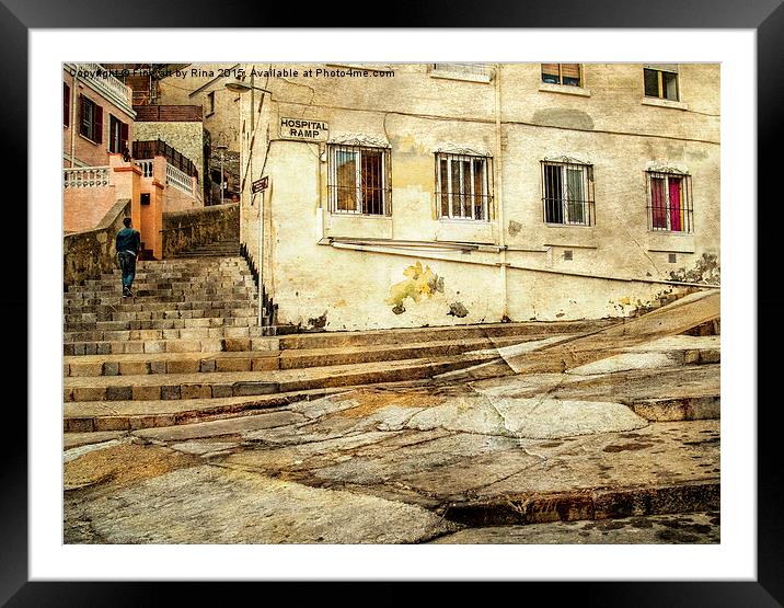  Hospital Ramp / Castle Steps, Gibraltar Framed Mounted Print by Fine art by Rina