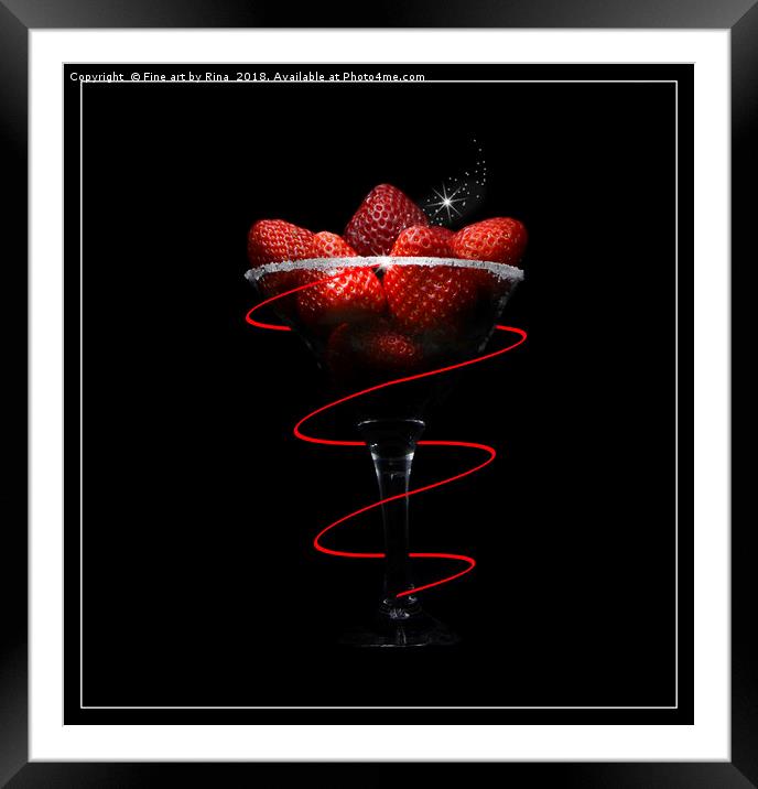 Strawberry Cocktail Framed Mounted Print by Fine art by Rina