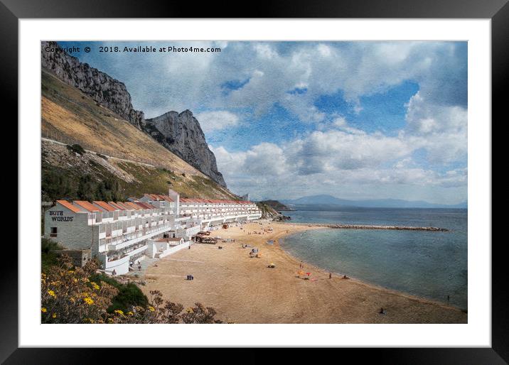 Sandy Bay, Gibraltar Framed Mounted Print by Fine art by Rina