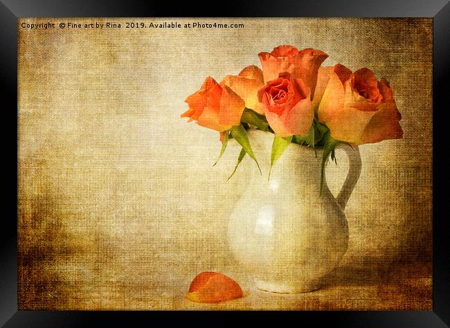 Vintage Roses Framed Print by Fine art by Rina
