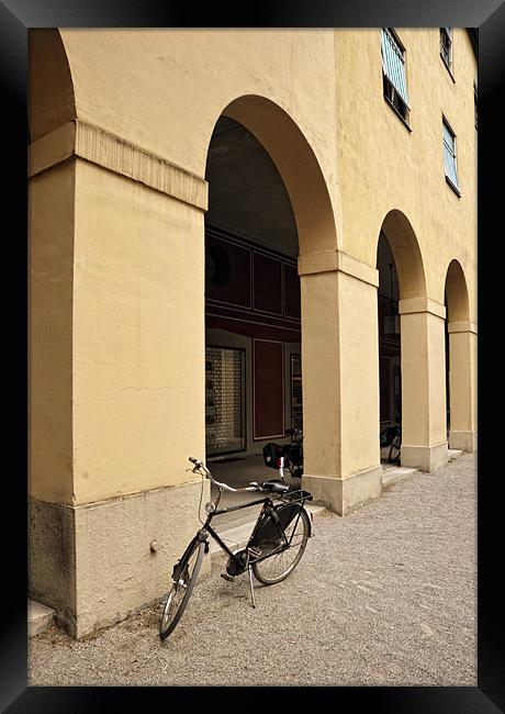 bicycle by arches Framed Print by peter jeffreys