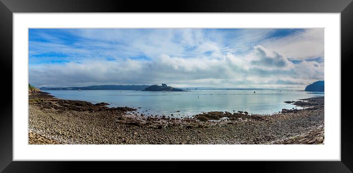 Drake's Island from Firestone Bay, Plymouth. Framed Mounted Print by Maggie McCall
