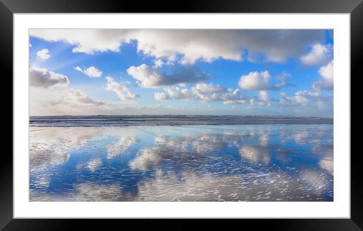 Widemouth Bay Mirror Framed Mounted Print by Maggie McCall