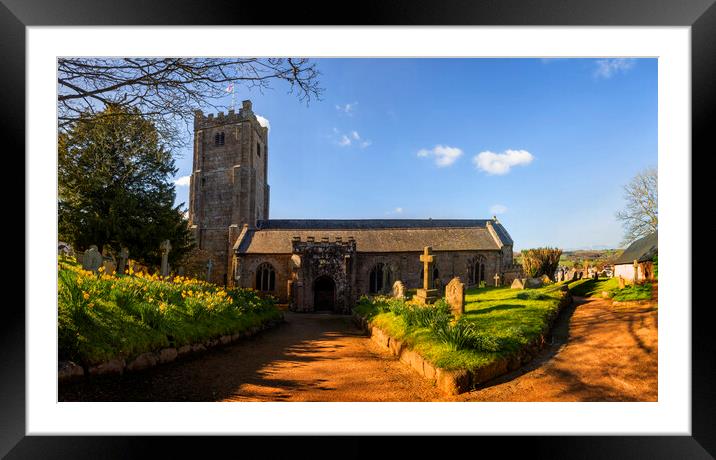 St Michael  the Archangel Church Chagford Dartmoor Framed Mounted Print by Maggie McCall