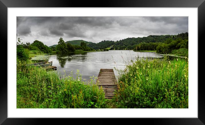 Grasmere jetty on a moody day, Cumbria Framed Mounted Print by Maggie McCall