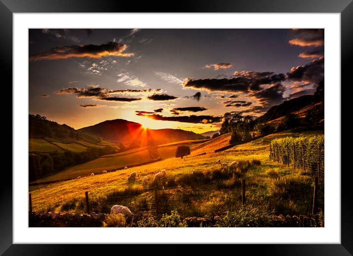 Longsleddale Valley Sunset, Cumbria Framed Mounted Print by Maggie McCall