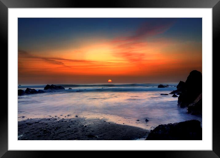 Widemouth Sunset, Cornwall, Long exposure Framed Mounted Print by Maggie McCall