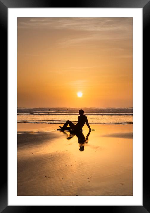 Widemouth Surfer, Cornwall Framed Mounted Print by Maggie McCall