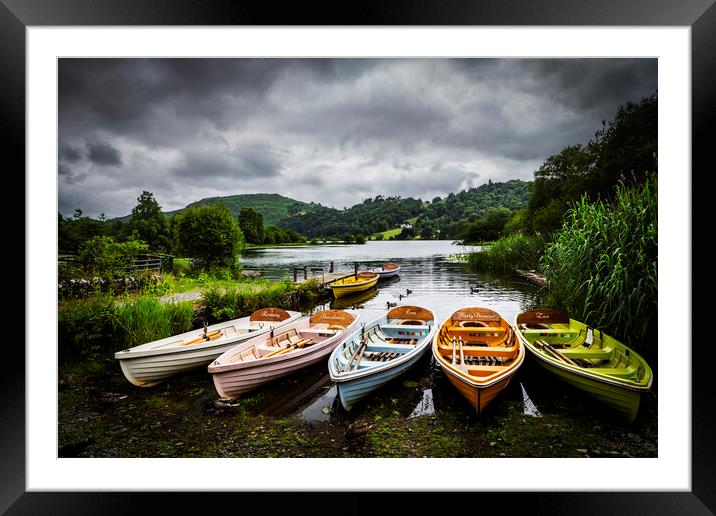 Grasmere Rowing Boats cumbria Framed Mounted Print by Maggie McCall