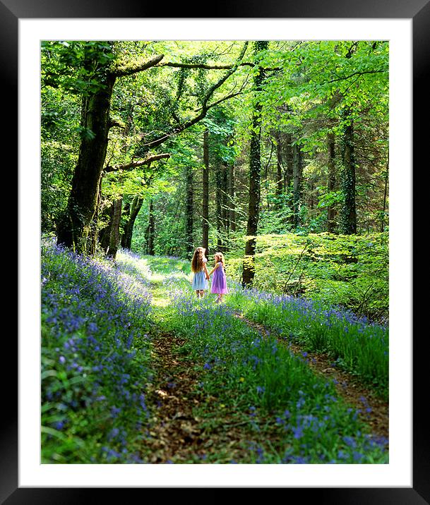 Children in Bluebell Woods Framed Mounted Print by Maggie McCall