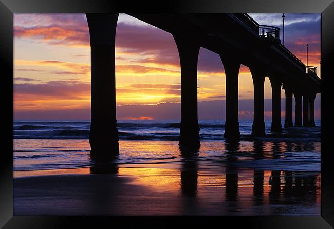 Sunrise New Brighton Pier, New Zealand Framed Print by Maggie McCall