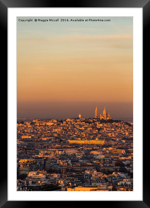 Cityscape of Paris and the Sacre Coeur  Framed Mounted Print by Maggie McCall