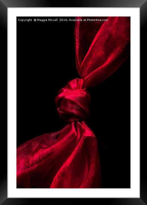 Sensual Red Silk Knot Framed Mounted Print by Maggie McCall