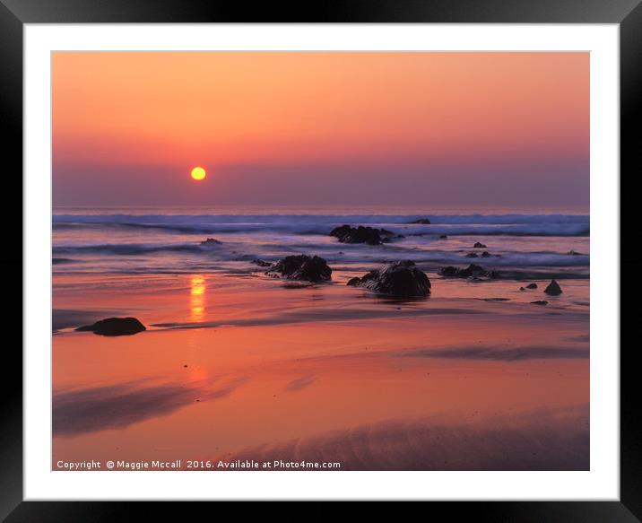Sunset over Widemouth Bay Framed Mounted Print by Maggie McCall