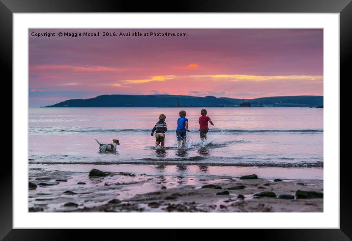 Bothers having fun in the sea at Bovisands, Plymou Framed Mounted Print by Maggie McCall