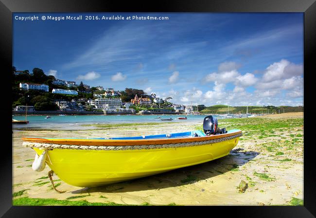 Yellow Boat, Salcombe. Devon Framed Print by Maggie McCall