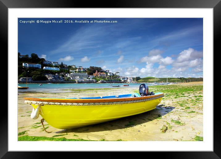 Yellow Boat, Salcombe. Devon Framed Mounted Print by Maggie McCall