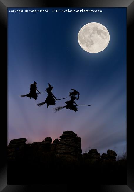  Flying Witches over Combestone Tor, Devon Framed Print by Maggie McCall