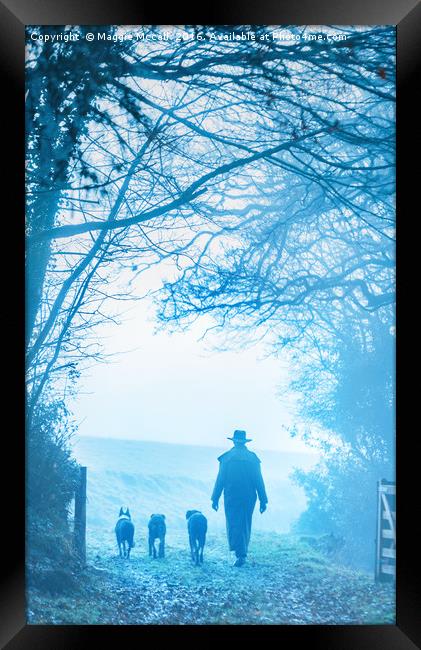 Man and dogs walking Framed Print by Maggie McCall