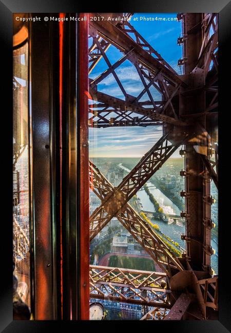 Descending In The Lift Of The Eiffel Tower, Paris, Framed Print by Maggie McCall