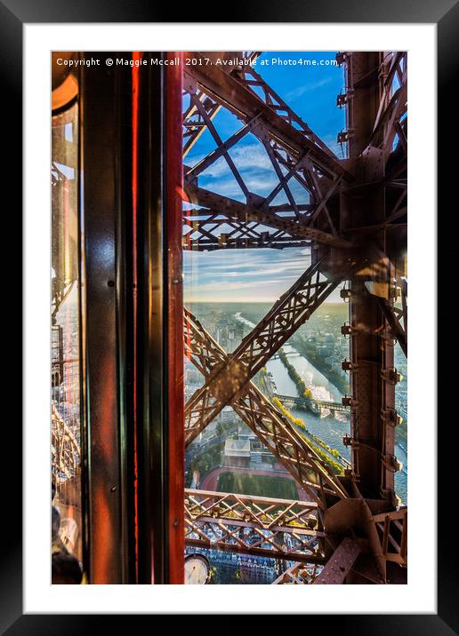 Descending In The Lift Of The Eiffel Tower, Paris, Framed Mounted Print by Maggie McCall