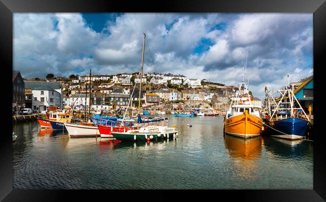 Mevagissey Sunny Boats Framed Print by Maggie McCall