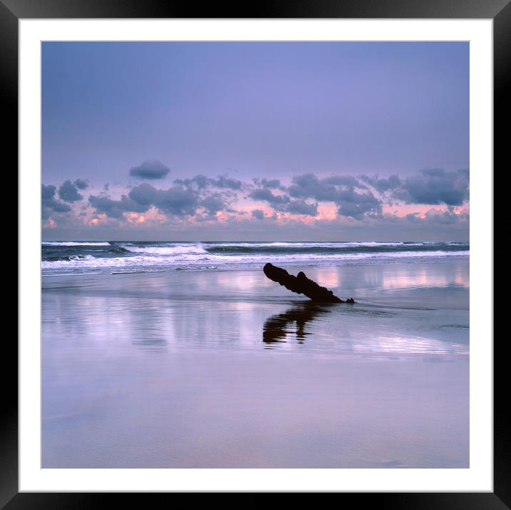A Winter Sunset at Northcott beach, Bude, Cornwall Framed Mounted Print by Maggie McCall