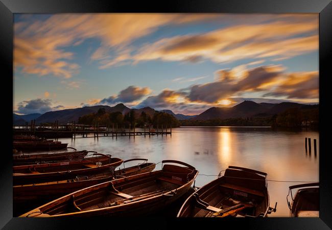 Moored Boats Derwent Water, Lake District. Framed Print by Maggie McCall