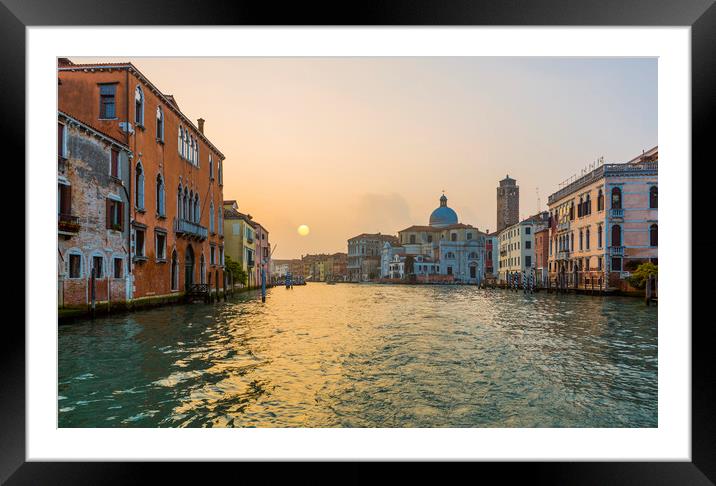 Sunset, Grand Canal, Venice! Framed Mounted Print by Maggie McCall