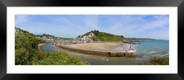 Looe Bay Cornwall Panoramic Framed Mounted Print by Maggie McCall