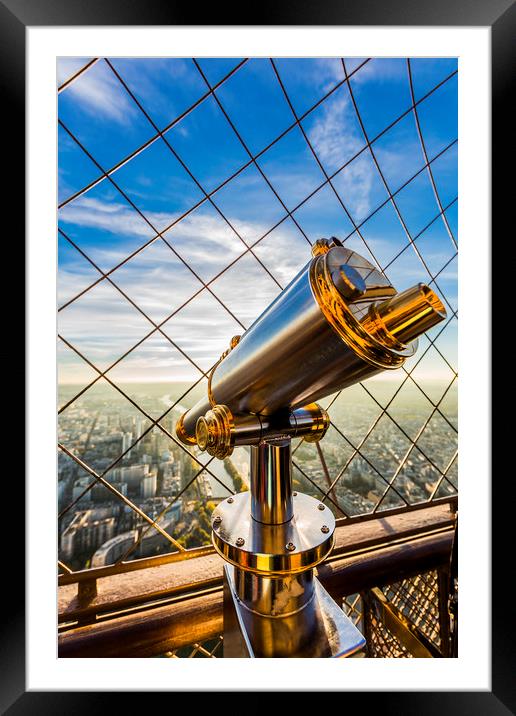 Eiffel Tower Telescope Framed Mounted Print by Maggie McCall