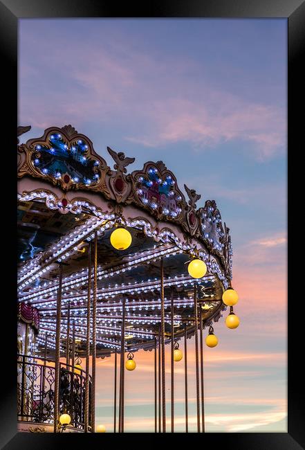 Paris Carousel Sunset Framed Print by Maggie McCall