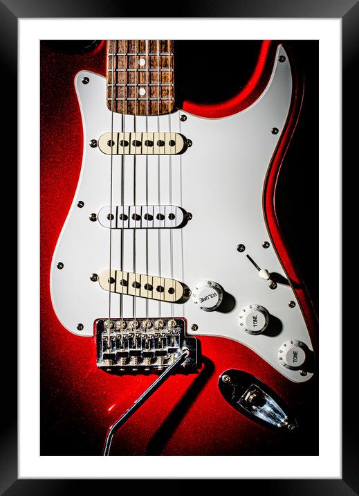 Red Electric Guitar Framed Mounted Print by Maggie McCall