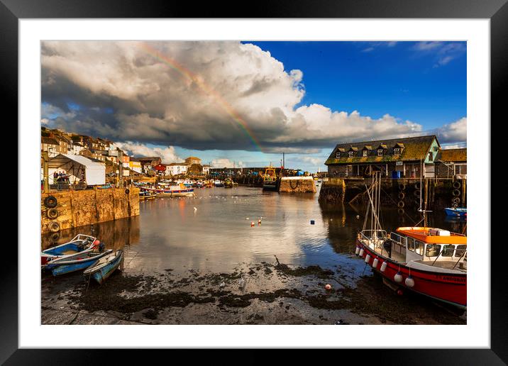 Low Tide, Mevagissey Harbour, Cornwall. Framed Mounted Print by Maggie McCall