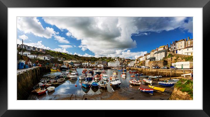 Low Tide Mevagissey Harbour Cornwall Framed Mounted Print by Maggie McCall