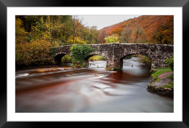 Fingle Bridge, Dartmoor, Devon. Framed Mounted Print by Maggie McCall